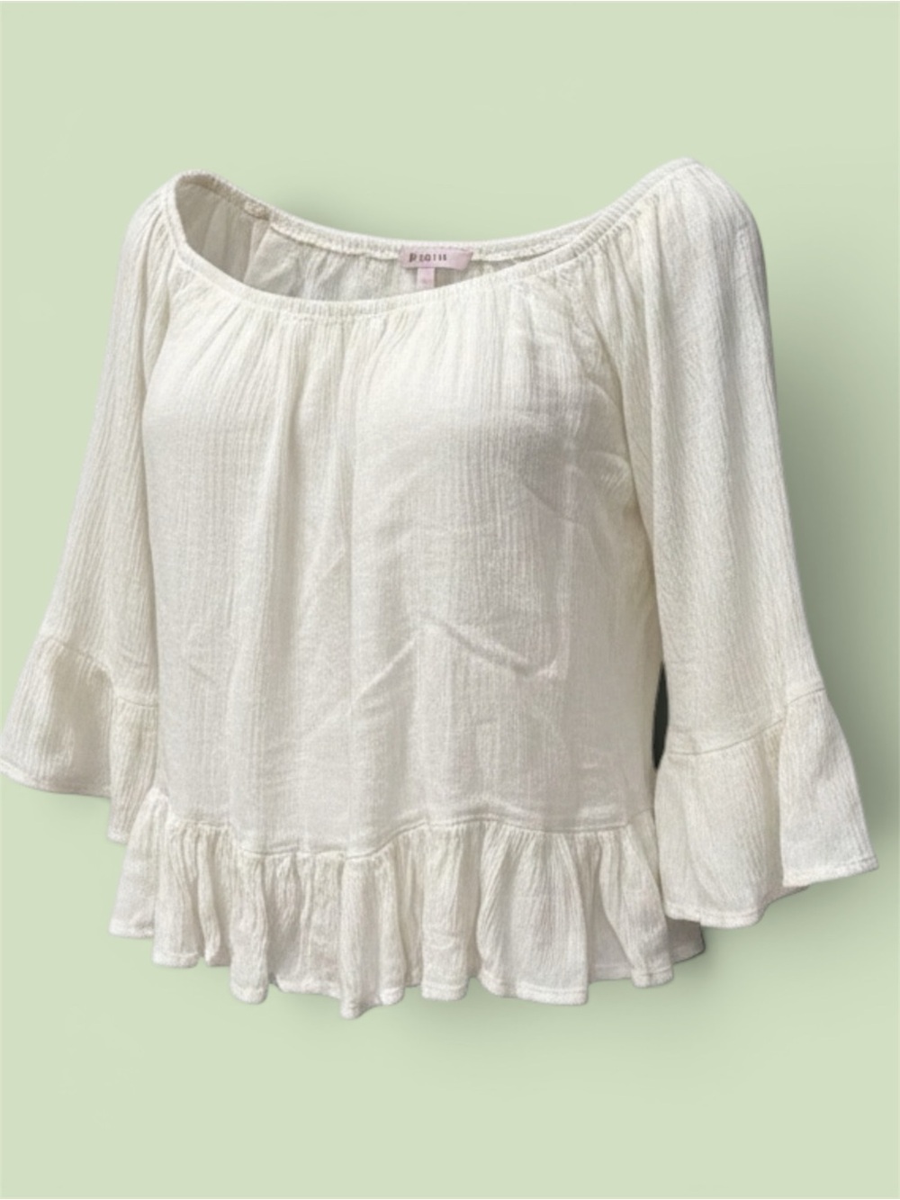 Women's White Ruffled Peasant Top